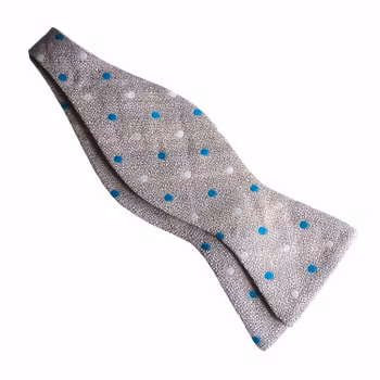 Polka Dot Silk Bow Tie - Beige/White/Turquoise