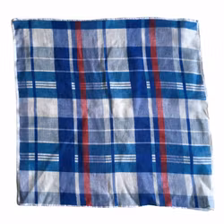 Plaid Linen Pocket Square - Navy Blue/Light Blue/Red/White