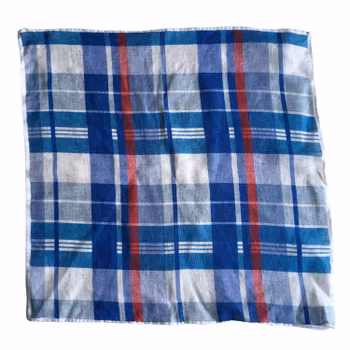 Plaid Linen Pocket Square - Navy Blue/Light Blue/Red/White