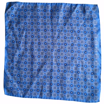 Medallion Linen Pocket Square - Light Blue
