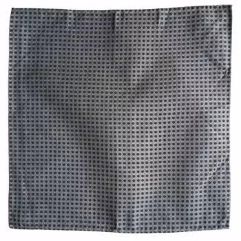 Small Floral Silk/Cotton Pocket Square - Mint/Navy Blue