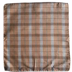 Plaid Silk Pocket Square - Orange/Beige/Turquoise