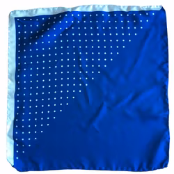Polka Dot / Solid Silk Pocket Square - Cobolt/White