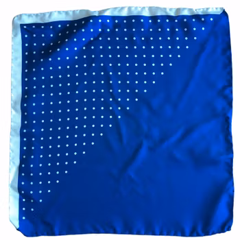 Polka Dot / Solid Silk Pocket Square - Cobolt/White