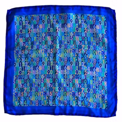 Numbers Printed Silk Pocket Square - Green/Light Purple