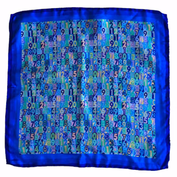 Numbers Printed Silk Pocket Square - Green/Light Purple