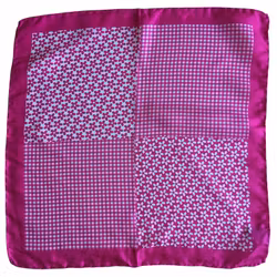 Floral Printed Silk Pocket Square - Cerise/White
