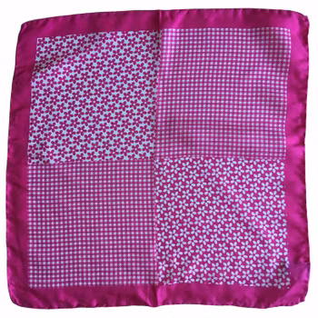 Floral Printed Silk Pocket Square - Cerise/White