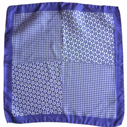 Floral Printed Silk Pocket Square - Purple/White