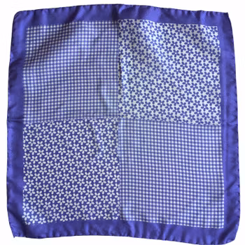 Floral Printed Silk Pocket Square - Purple/White