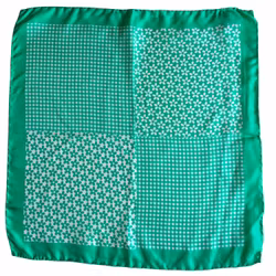 Floral Printed Silk Pocket Square - Green/White