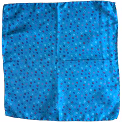 Small Floral Printed Silk Pocket Square - Turquoise/Pink/White/Light Blue