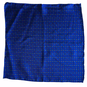 Small Paisley Printed Silk Pocket Square - Mid Blue/Burgundy/Yellow