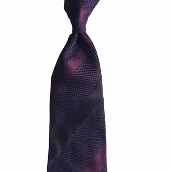 Regimental Silk Grenadine Tie - Untipped - Maroon/Burgundy/Brown