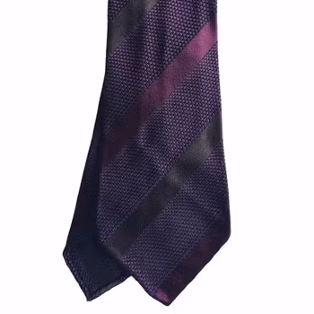 Regimental Silk Grenadine Tie - Untipped - Maroon/Burgundy/Brown