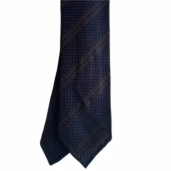 Regimental Silk Grenadine Tie - Untipped - Navy Blue/Brown