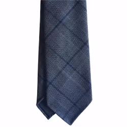 Glencheck Light Wool Tie - Untipped - Grey/Navy Blue