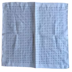 Pindot Printed Linen Pocket Square - White/Navy Blue (45x45)