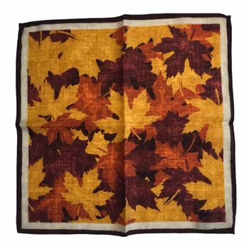 Autumn Leaf Wool Pocket Square - Mustard Yellow/Orange/Burgundy