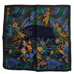 Elephant Wool Pocket Square - Green/Grey/Light Blue/Mustard