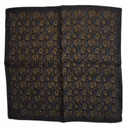 Paisley Wool Pocket Square - Grey/Beige/Orange/Blue