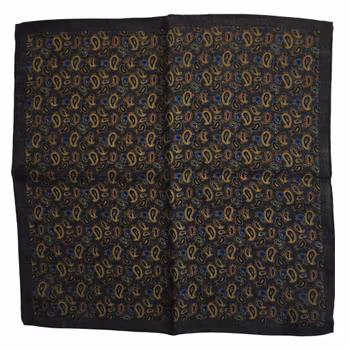 Paisley Wool Pocket Square - Grey/Beige/Orange/Blue