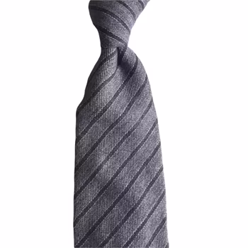 Regimental Cashmere Tie - Untipped - Beige/Brown