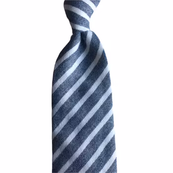 Regimental Cashmere Tie - Untipped - Grey/White