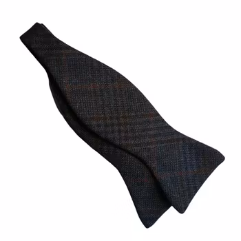 Plaid Wool Bow Tie - Dark Grey/Brown