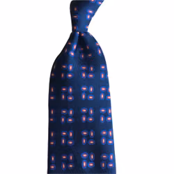 Four Dots Printed Silk Tie - Navy Blue/Royal Blue/Red/White