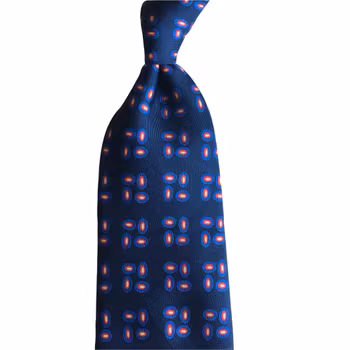 Four Dots Printed Silk Tie - Navy Blue/Royal Blue/Red/White