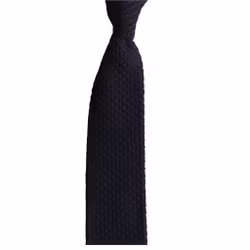 Solid Knitted Wool Tie - Navy Blue