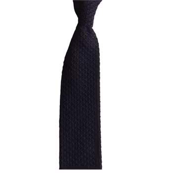 Solid Knitted Wool Tie - Navy Blue