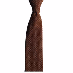 Solid Knitted Wool Tie - Rust Brown