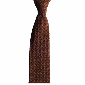 Solid Knitted Wool Tie - Rust Brown