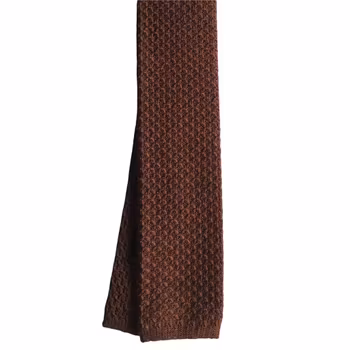 Solid Knitted Wool Tie - Rust Brown
