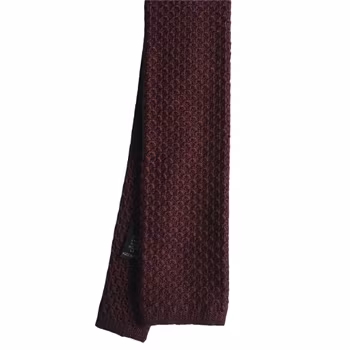 Solid Knitted Wool Tie - Burgundy