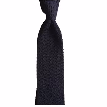 Solid Knitted Silk Tie - Navy Blue