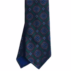 Large Medallion Ancient Madder Silk Tie - Untipped - Green