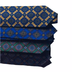 Large Medallion Ancient Madder Silk Tie - Untipped - Cobolt