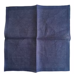 Pindot Linen Pocket Square - Navy Blue/White