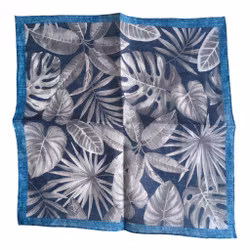Palma Linen Pocket Square - Navy Blue/Grey