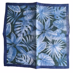 Palma Linen Pocket Square - Green/Light Blue