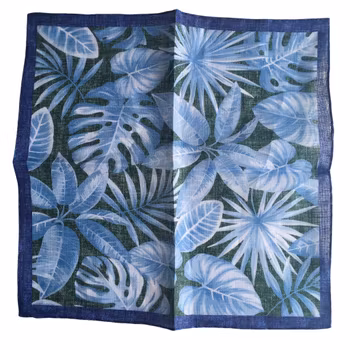 Palma Linen Pocket Square - Green/Light Blue