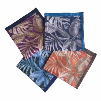 Palma Linen Pocket Square - Navy Blue/Grey