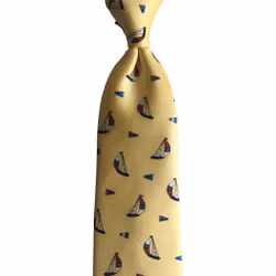 Sailboat Printed Silk Tie - Yellow
