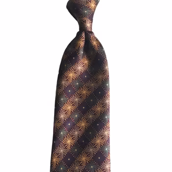 Floral Printed Silk Tie - Bourgogne/Beige/Blue