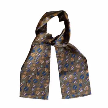Luftballong Kort Sidenscarf - Beige/Koppar