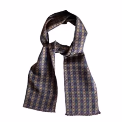 Blommig Kort Sidenscarf - Vinröd