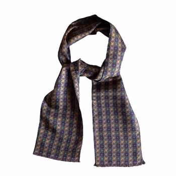 Blommig Kort Sidenscarf - Vinröd